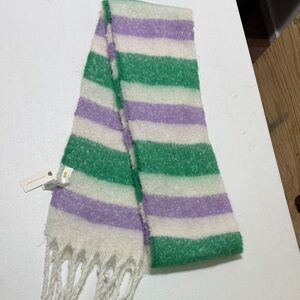Anthropologie Striped Green and Purple Scarf